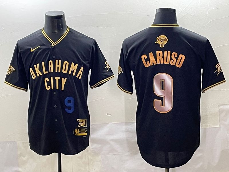 Men 2025 Oklahoma City Thunder #9 Caruso Black Gold Nike Joint Name NBA Jersey style 23->->NBA Jersey